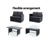 Load image into Gallery viewer, Darcy Gardeon Outdoor Furniture Dining Setting Sofa Set Lounge Wicker 8 Seater Black