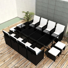 Load image into Gallery viewer, Nika 13 Piece Outdoor Dining Set with Cushions Poly Rattan Black