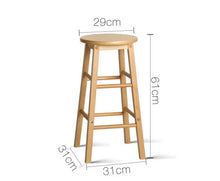 Load image into Gallery viewer, Set of 2 Beech Wood Backless Bar Stools - Natural