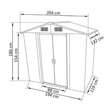 Load image into Gallery viewer, NT Garden Storage Shed Grey Metal 204x132x186 cm