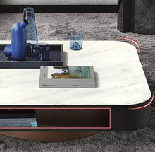 Load image into Gallery viewer, Exedra White Square Coffee Table with Storage Modern Accent Table Stone Top Style