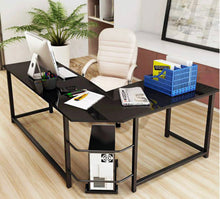 Load image into Gallery viewer, Prestige Corner Computer Desk Office Double Workstation (Black)