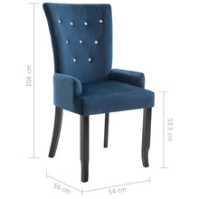 Load image into Gallery viewer, Lotus Dining Chair with Armrests 6 pcs Dark Blue Velvet