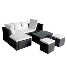 Load image into Gallery viewer, Hartley Garden Lounge Set with Cushions Poly Rattan Black