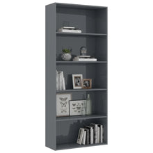 Load image into Gallery viewer, Hartley 4Tier Book Cabinet High Gloss Grey 80x30x151,5 cm Chipboard