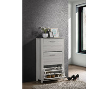 Load image into Gallery viewer, Shoe Cabinet With 3 Compartment Drawer In White Oak