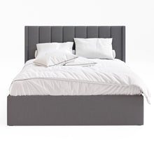 Load image into Gallery viewer, Lena Gas Lift Storage Wing Bed Frame (Charcoal Fabric)