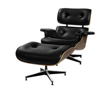 Load image into Gallery viewer, Suede Armchair Lounge Chair and Ottoman Recliner Armchair Leather Plywood Black