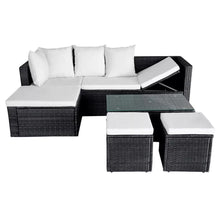 Load image into Gallery viewer, Hartley Garden Lounge Set with Cushions Poly Rattan Black