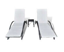 Load image into Gallery viewer, Sunlounger Set 3 Piece Poly Rattan Black Outdoor Pool Daybed Recliner