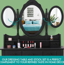 Load image into Gallery viewer, Levede Dressing Table&Stool 3 Mirror Jewellery Cabinet 7 Drawer Makeup Organiser