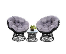 Load image into Gallery viewer, Gardeon Papasan Chair and Side Table Set- Black