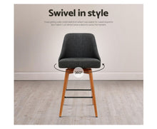 Load image into Gallery viewer, 2x Wooden Bar Stools Swivel Bar Stool Kitchen Cafe Fabric Charcoal