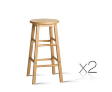 Load image into Gallery viewer, Set of 2 Beech Wood Backless Bar Stools - Natural