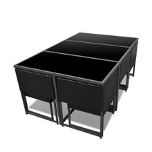 Load image into Gallery viewer, Ansel 11 pieces Poly Rattan Black Outdoor Dining Suit