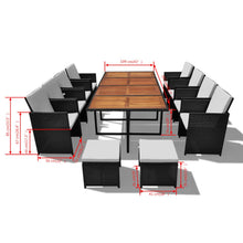 Load image into Gallery viewer, Seeka 13 Piece Outdoor Dining Set Poly Rattan and Acacia Wood Black