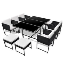 Load image into Gallery viewer, Ansel 11 pieces Poly Rattan Black Outdoor Dining Suit