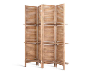 Teno Room Divider Privacy Screen Foldable Partition Stand 4 Panel Brown