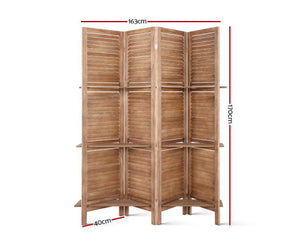 Teno Room Divider Privacy Screen Foldable Partition Stand 4 Panel Brown