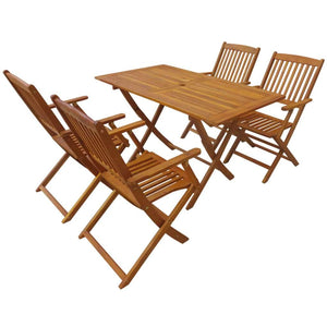 Foldable 4 Seater Solid Acacia Wood Dining Set