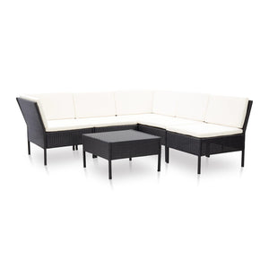 Fateela Outdoor Rattan Black Lounge Set