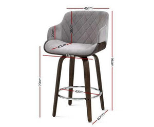 2× Fabric Kitchen Bar Stools