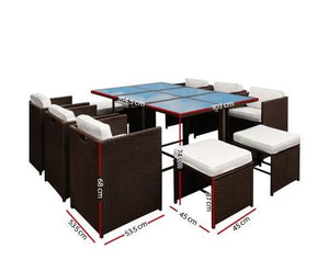 Townsend 11pc Outdoor Dining Set Brown