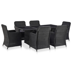 Barca 7 Piece Outdoor Dining Set Poly Rattan Black
