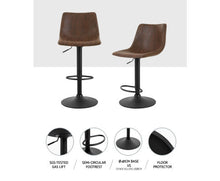 Load image into Gallery viewer, 2x Kitchen Bar Stools Gas Lift Bar Stool Chairs Swivel Vintage Leather Brown Black Coated Legs
