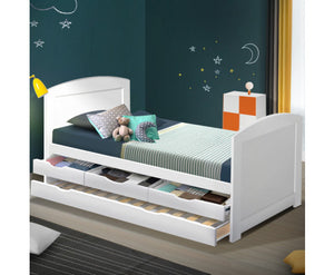 Danica Single Wooden Trundle Bed Frame Timber Kids Adults