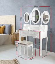 Load image into Gallery viewer, Dressing Table Stool Mirror Jewellery Cabinet 7 Drawers White Organizer
