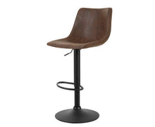 Load image into Gallery viewer, 2x Kitchen Bar Stools Gas Lift Bar Stool Chairs Swivel Vintage Leather Brown Black Coated Legs
