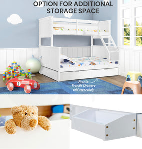 KINGSWOOD SLUMBER Bunk Bed Frame Modular Single White Wood Kids Double Deck Twin