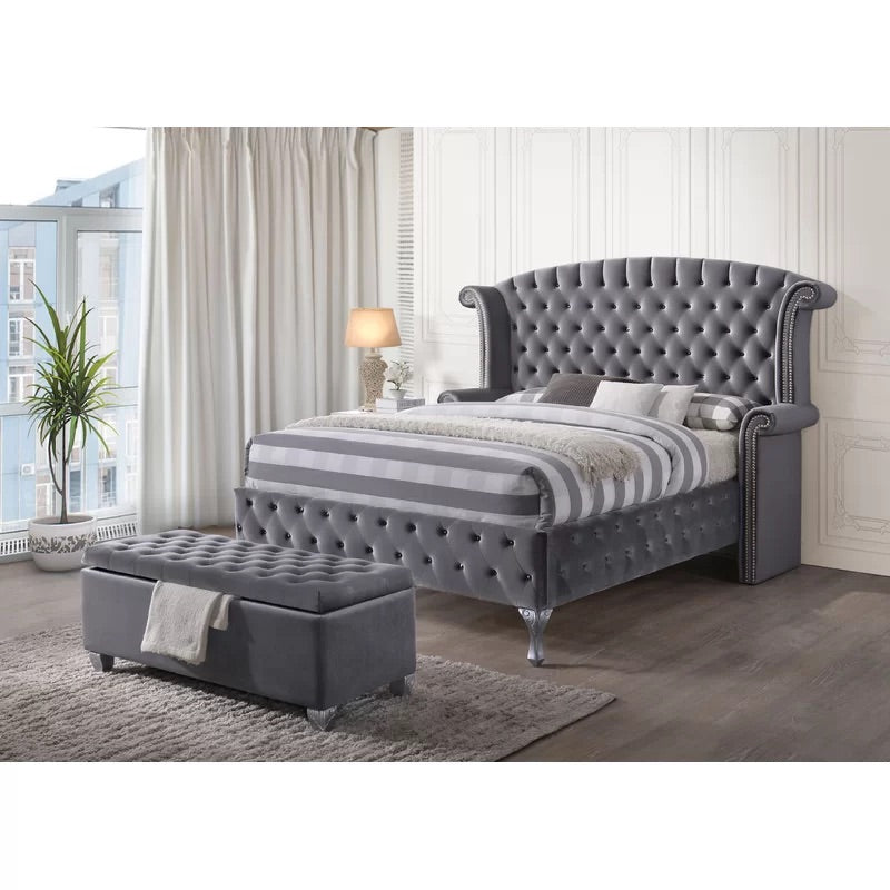 Amor Crowle Upholstered Sleigh Bed