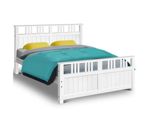 Wooden Bed Frame Queen Size Timber Kids Adults Mattress Bed Base EVA