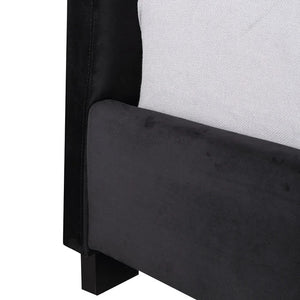 Ramos Velvet Bed With Tufted Diamond Black