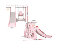 Load image into Gallery viewer, Kids Slide Swing Outdoor Playground Basketball Hoop Playset Indoor Pink
