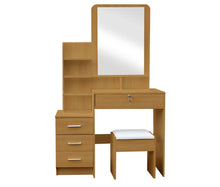 Load image into Gallery viewer, Hutton Dressing Table Mirror w/ Drawers &amp; Stool - Natural
