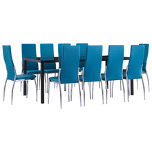 Load image into Gallery viewer, Wright 11 Piece Dining Set Faux Leather Blue
