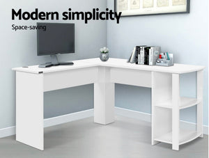 Office Computer Desk Corner student Study Table Workstation L shape (white)