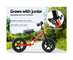 Nintendo Kids Balance Bike Ride On Toys Puch Bicycle Wheels Toddler Baby 12" Bikes Red