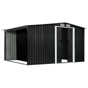 Garden Shed with Sliding Doors Anthracite 329.5x205x178 cm Steel