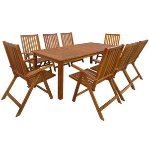 Fenner 9 Piece Outdoor Dining Set Solid Acacia Wood