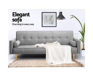 Lona 3 Seater Fabric Lounge Chair - Grey