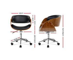 Jazz Wooden & PU Leather Office Desk Chair - Black