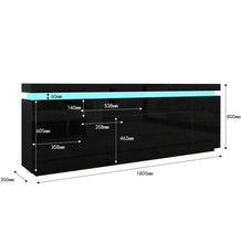 Load image into Gallery viewer, Sideboard Cabinet 5 Doors &amp; 2 Drawers Wood Storage Buffet Table with RGB LED Light  180cm
