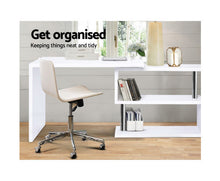 Load image into Gallery viewer, Rotary Corner Desk with Bookshelf - White
