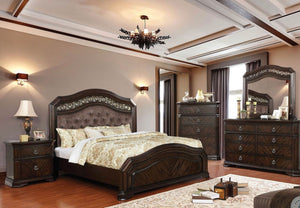 Linn Modern Espresso King Ans Queen Upholstered Panel Bed