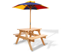 Load image into Gallery viewer, Keezi Kids Wooden Picnic Table Set with Umbrella
