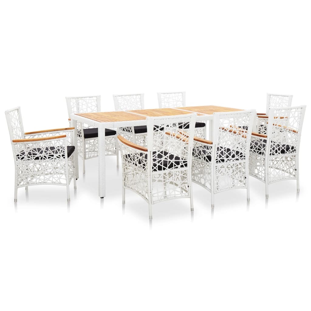 Parker 9 Piece Outdoor Dining Set Poly Rattan White
